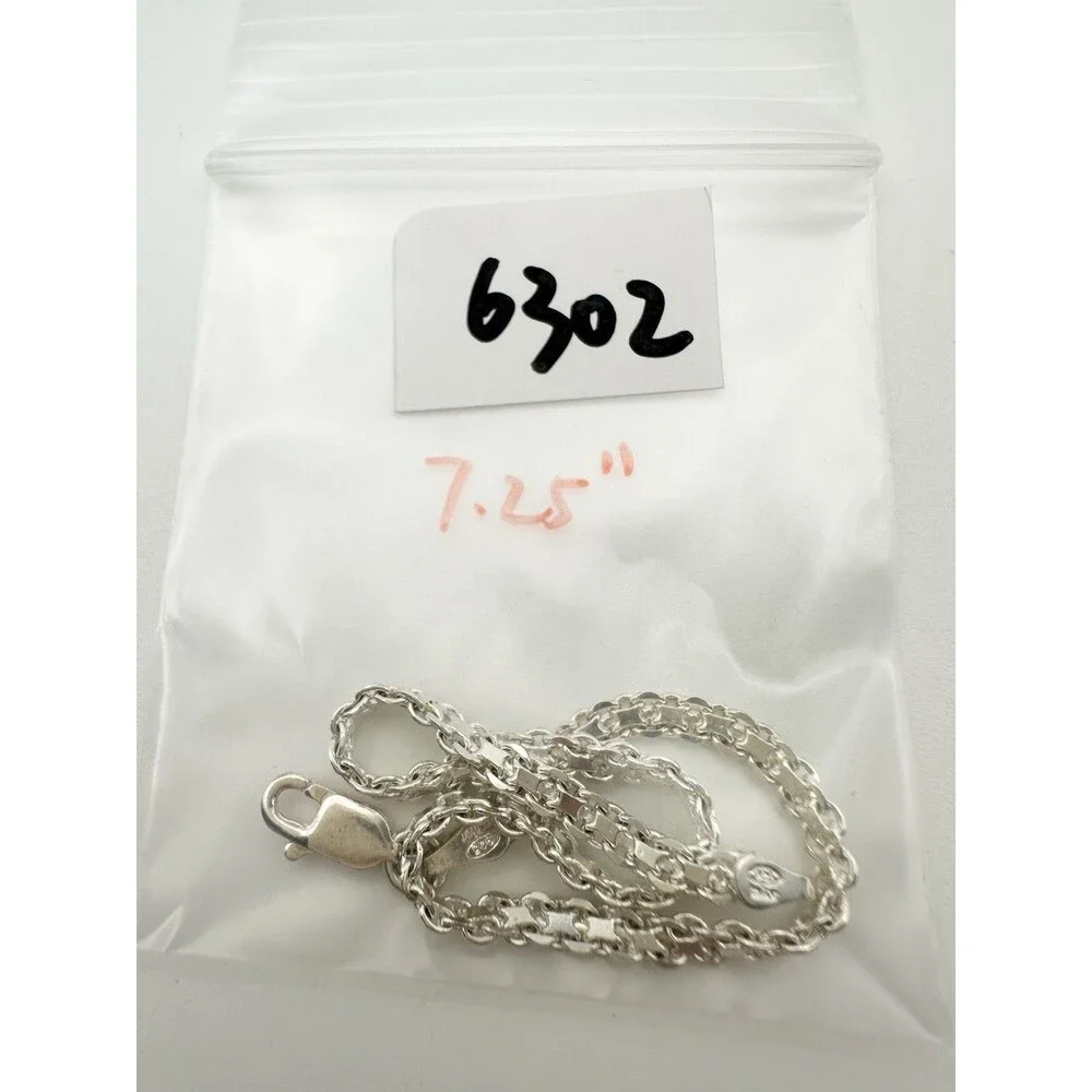 Milor Italian Bismark Chain Design Dainty Sterling Silver Bracelet 7.25”